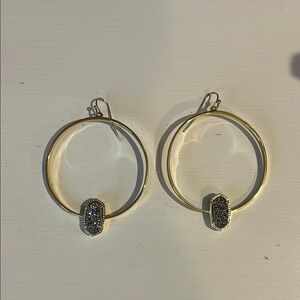 Kendra Scott Gold Hoop Earrings with druzy stone